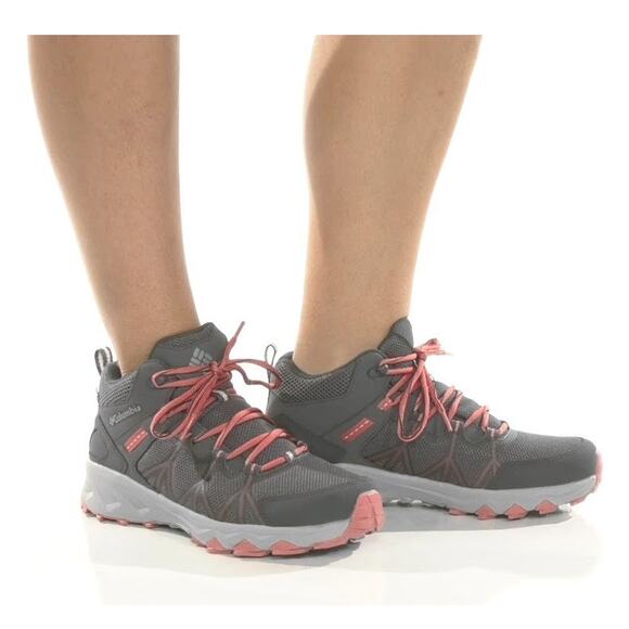 Columbia Size 8.5 Dark Grey/Coral Peakfreak II Mid Outdry Boots Waterproof BR8-1 - Picture 1 of 11
